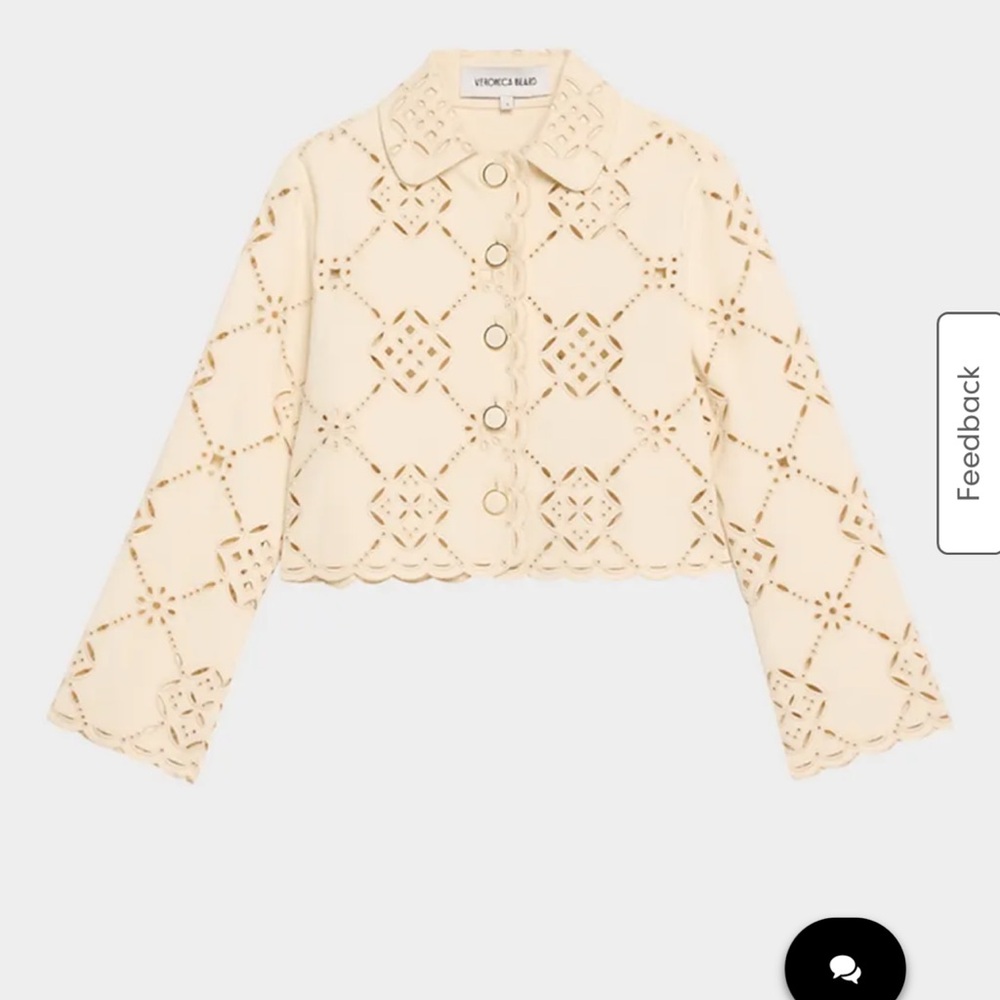 NWT VERONICA BEARD Adelaide Ecru Eyelet Jacket Size 16